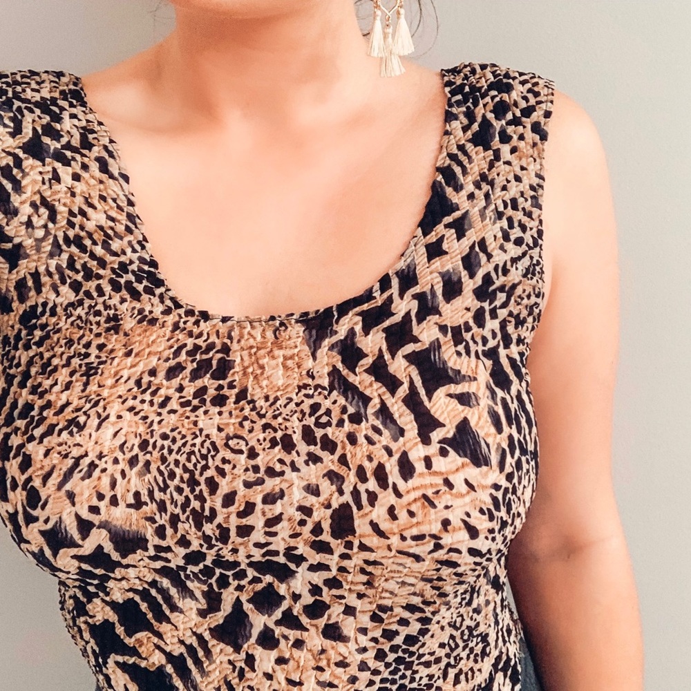 Animal Print Crinkle Tank Top